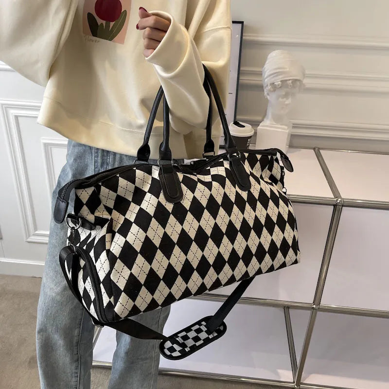 Old Money Houndstooth Weekender Bag